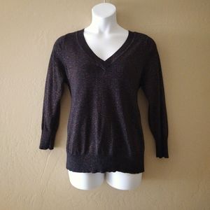 Lane Bryant Black Rainbow Metallic V-Neck Sweater